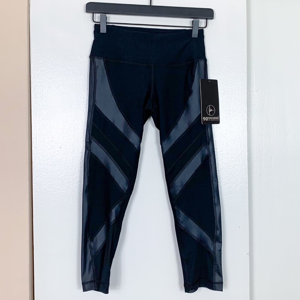 90 Degrees by Reflex Mesh Detail Yoga Leggings